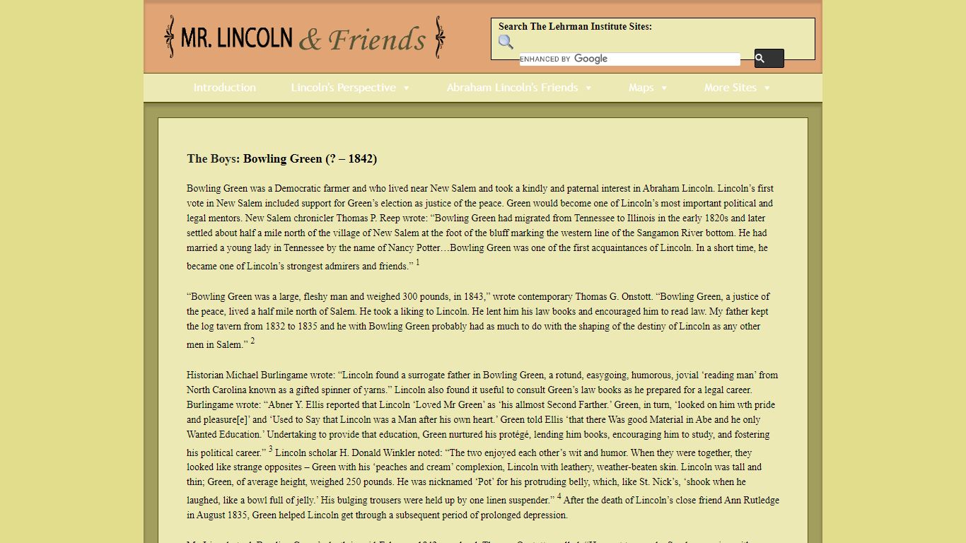 Bowling Green (? - 1842) - Mr. Lincoln and Friends